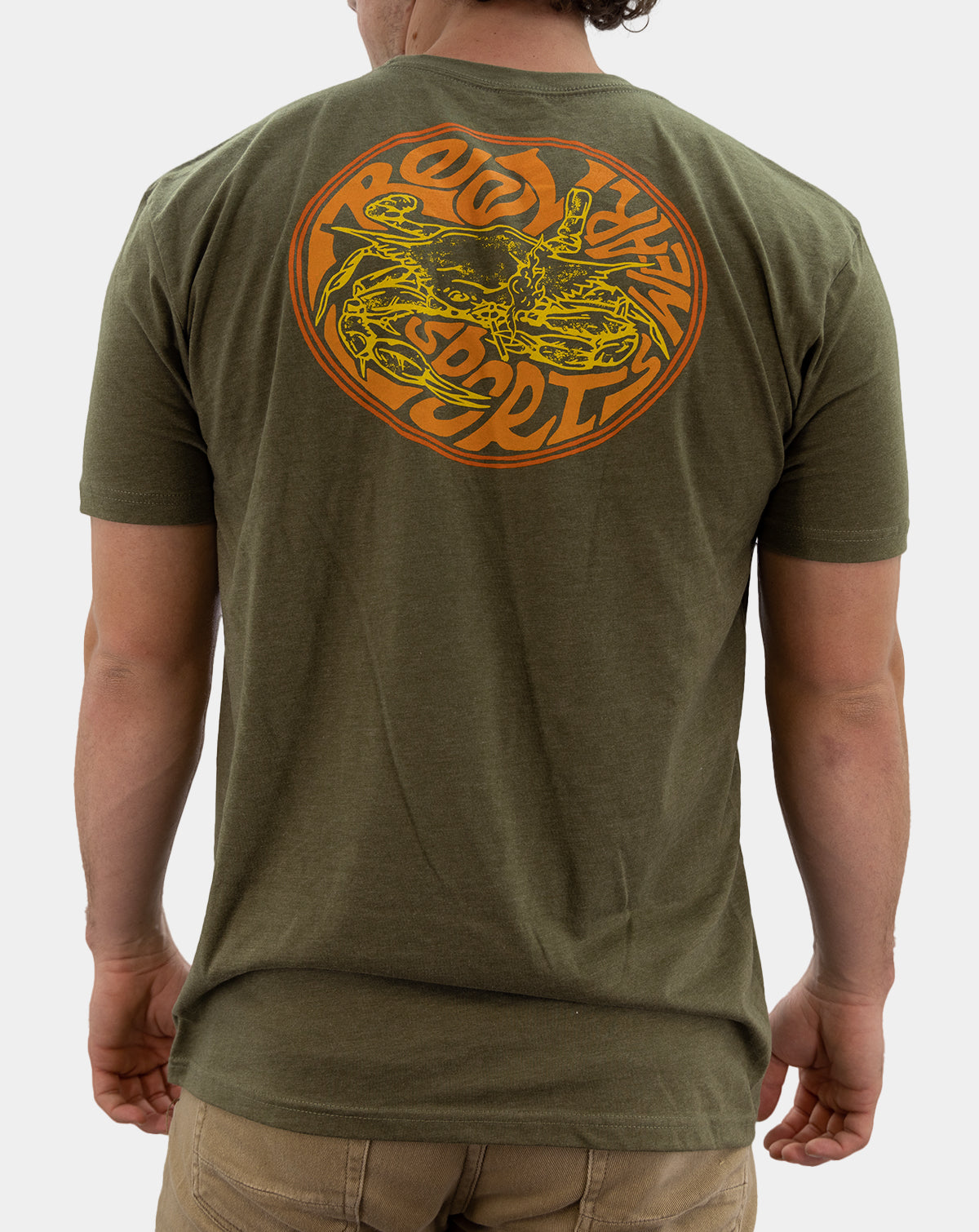 Premium Crab Graphic Fishing Tee | Military Green Shirt