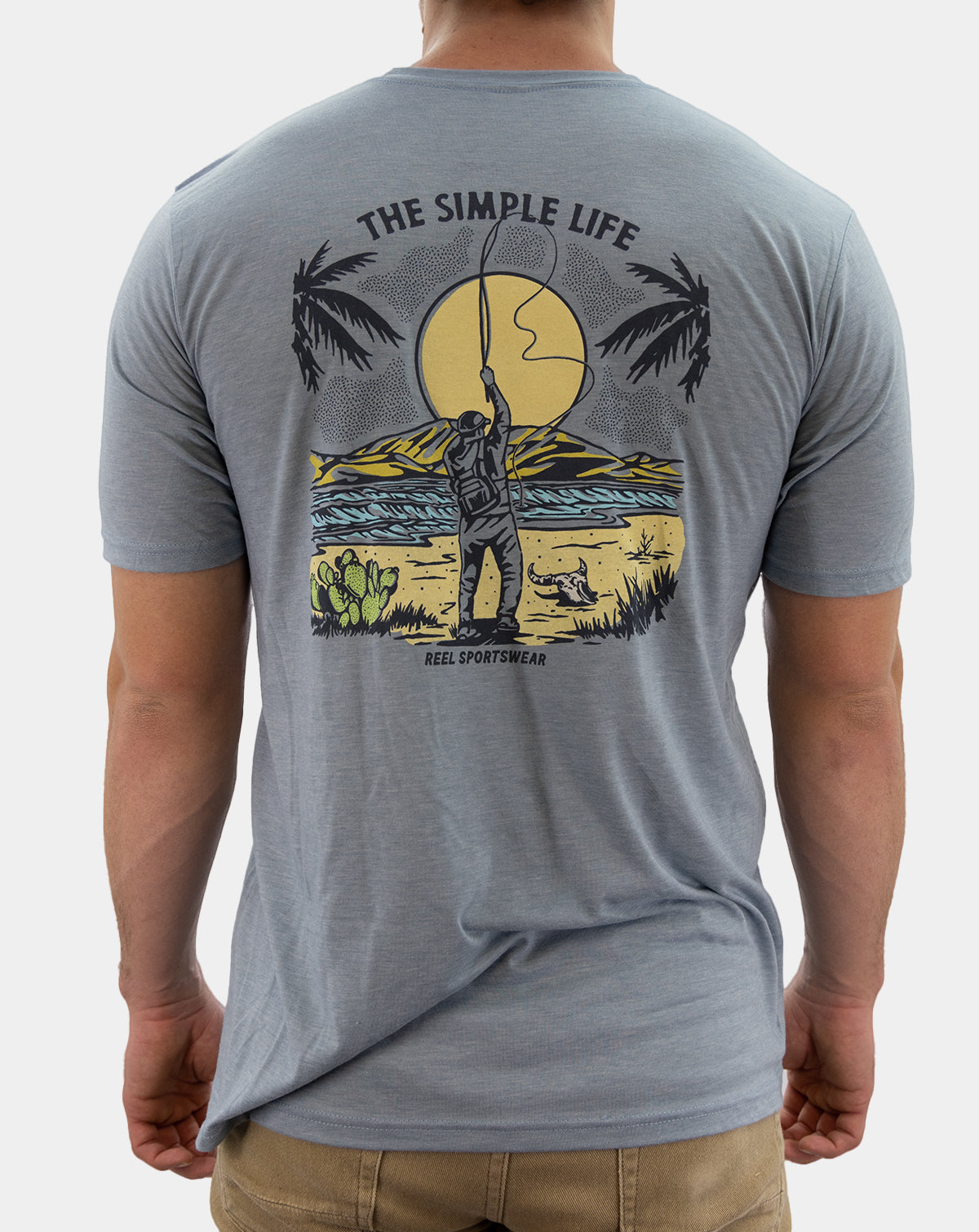 Premium Fishing Tee Shirt - Simple Life - Light Blue - Mens Fishing T-Shirt
