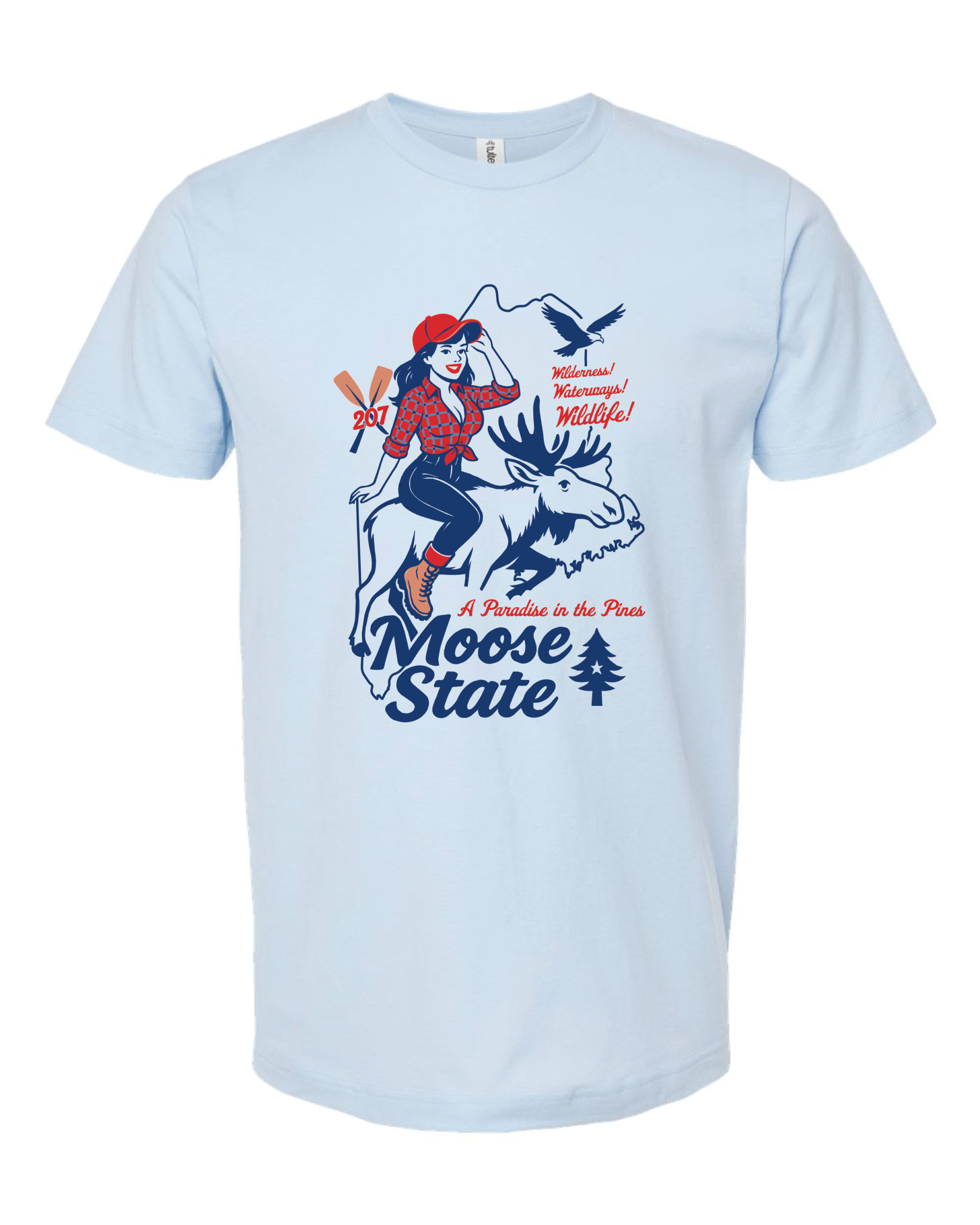 Vintage Moose State Graphic Tee Shirt - Soft Cotton Material