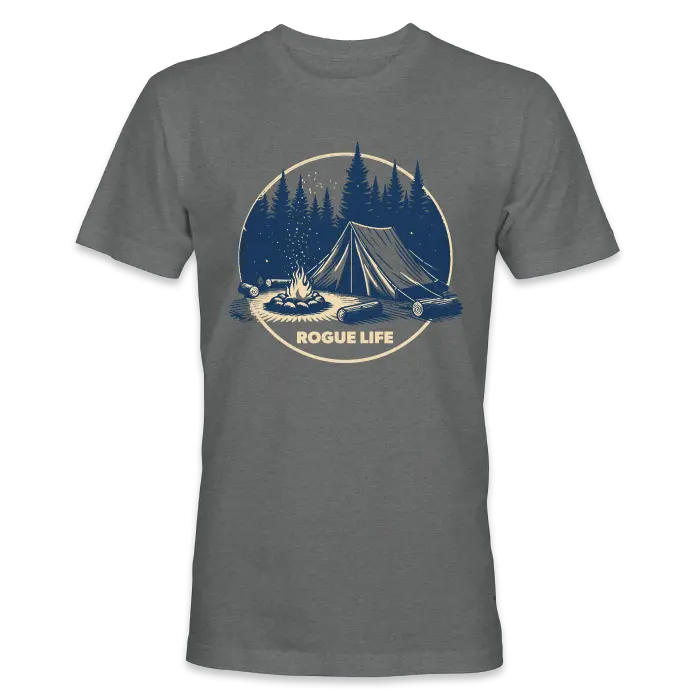 Retro Campsite Graphic T-Shirt in Heather Orchid & Grey