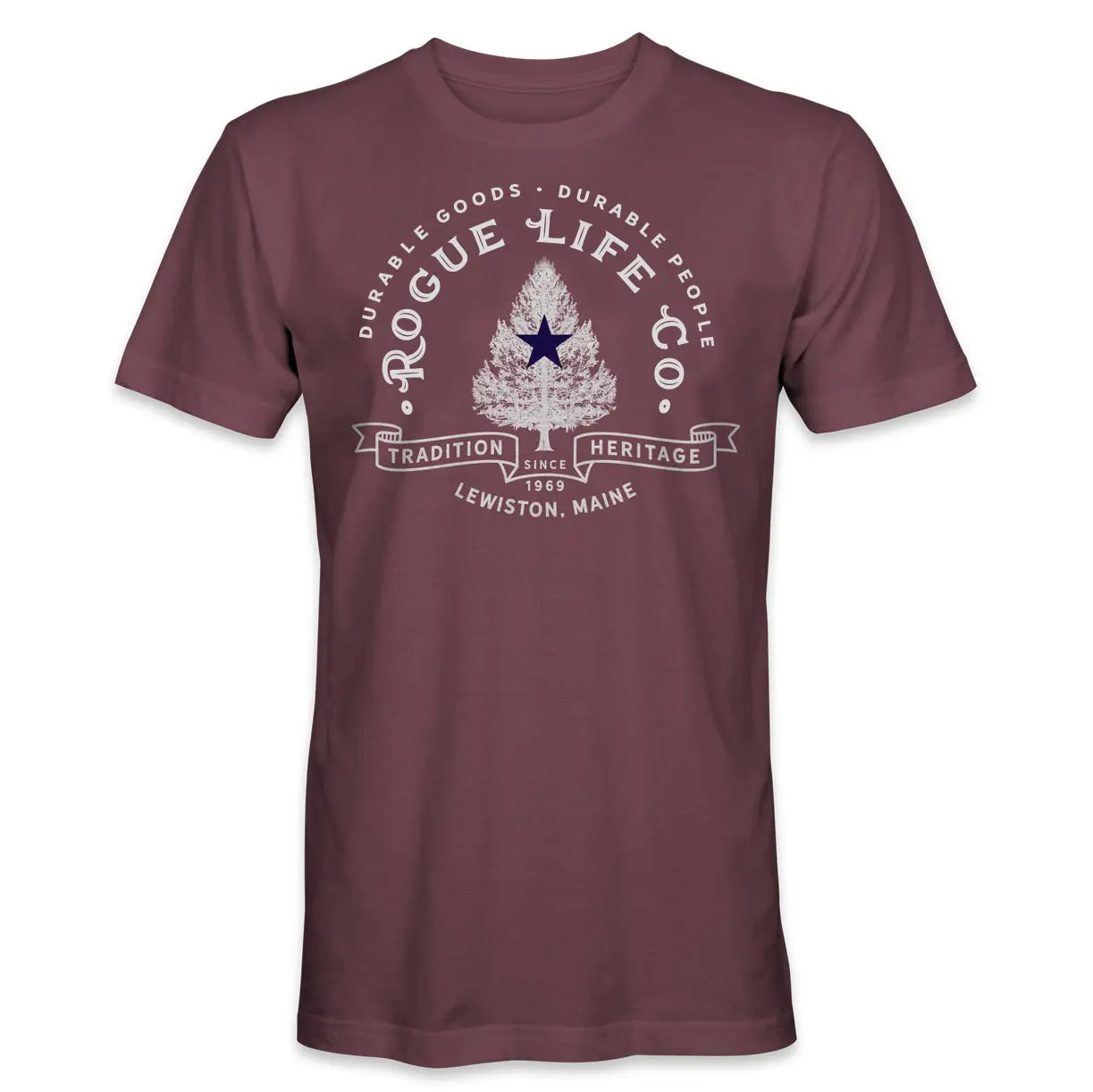 Vintage Maine Flag Short Sleeve T-Shirt Wineberry