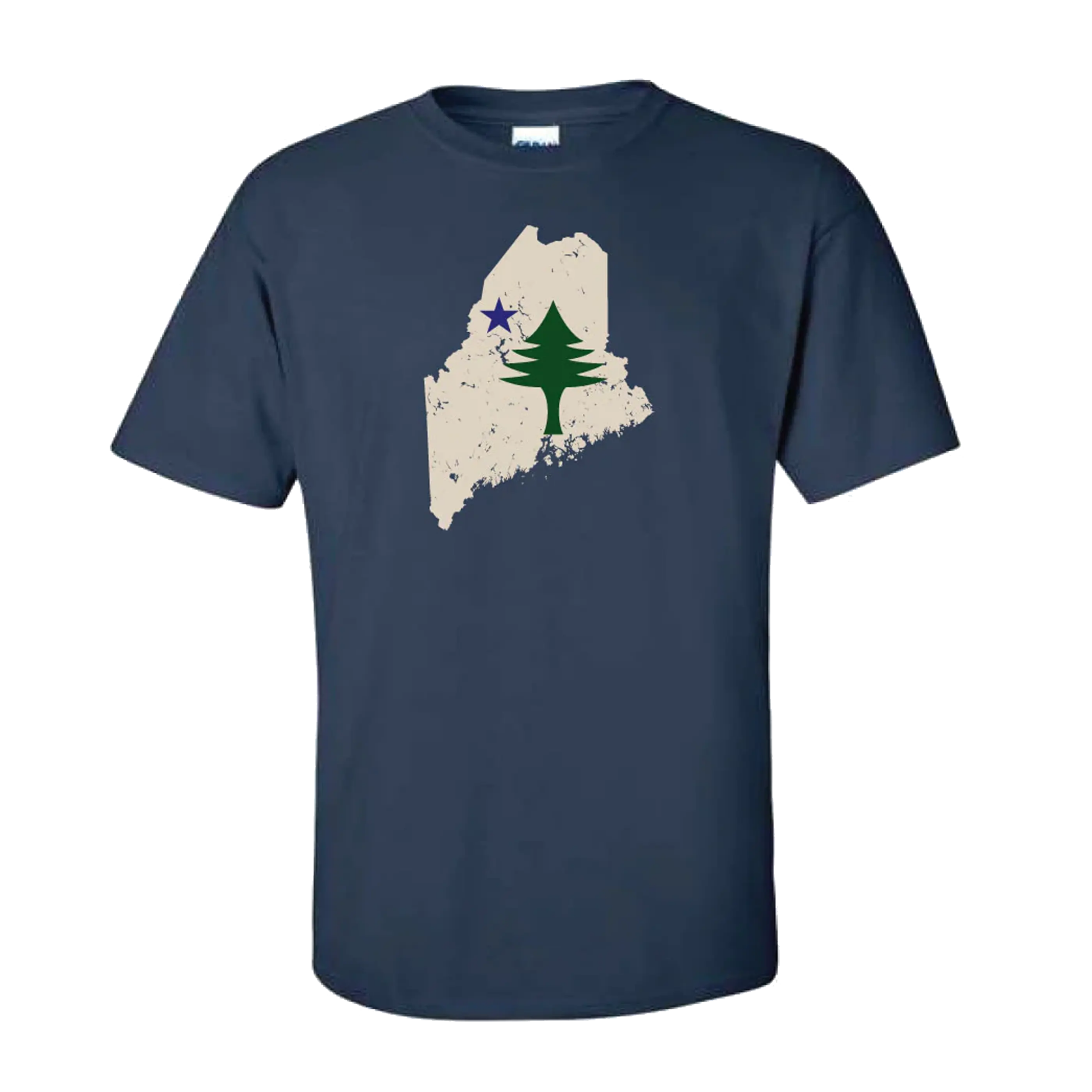 Maine Flag Navy T-Shirt for Maine Lovers