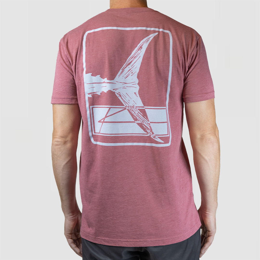 Fishing Printed Heather Mauve Tee Shirt - Ultra-Soft Comfort