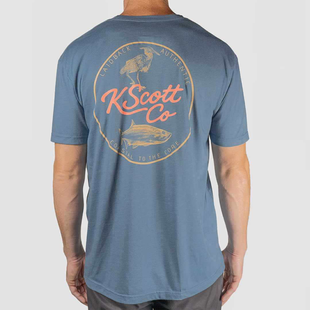 Slate Blue Premium Fishing T-Shirt 60% Cotton 40% Polyester