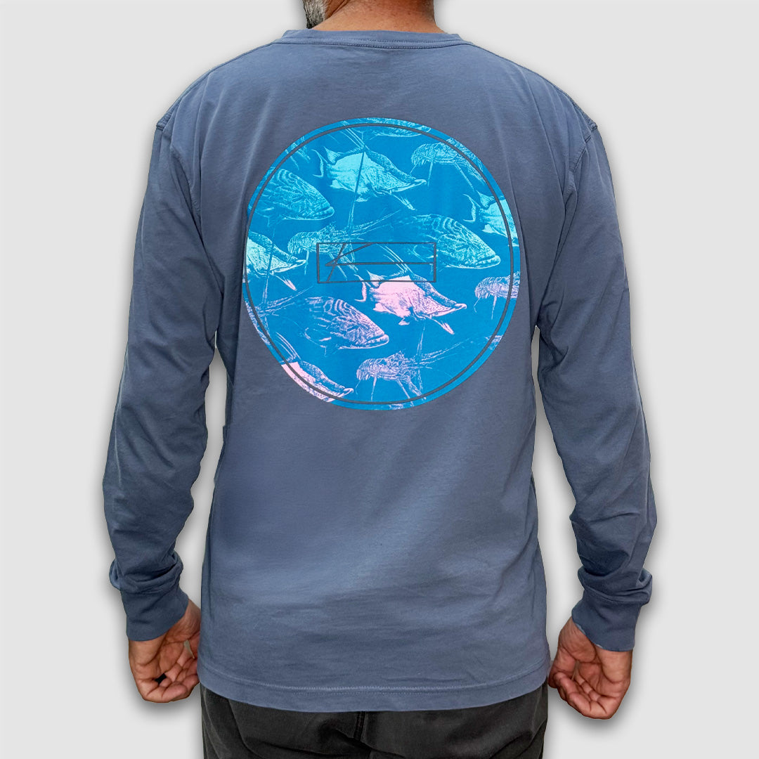Long Sleeve Fishing Tee - Blue Horizon Ringspun Cotton Shirt