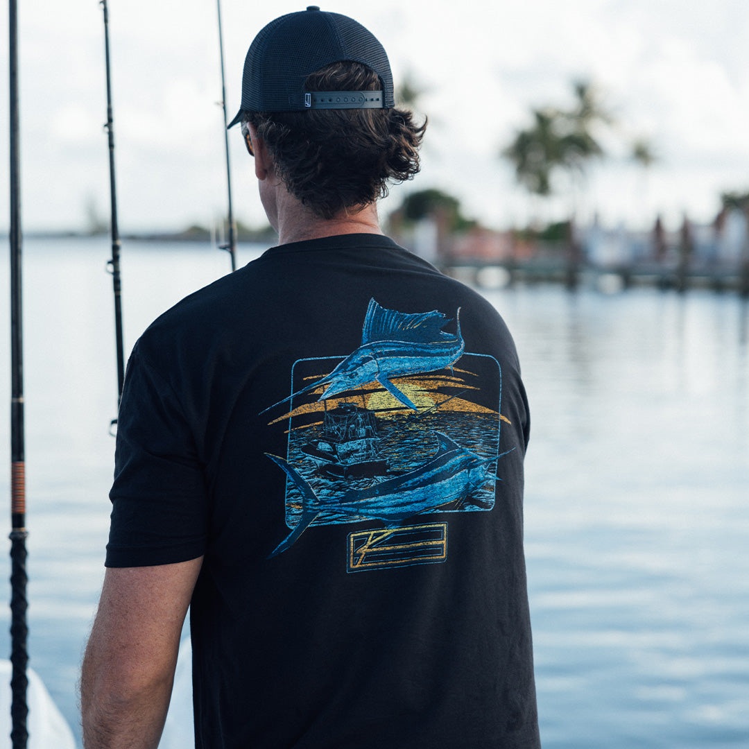 Black Marlin Fishing Tee Shirt - Premium Comfort Feel
