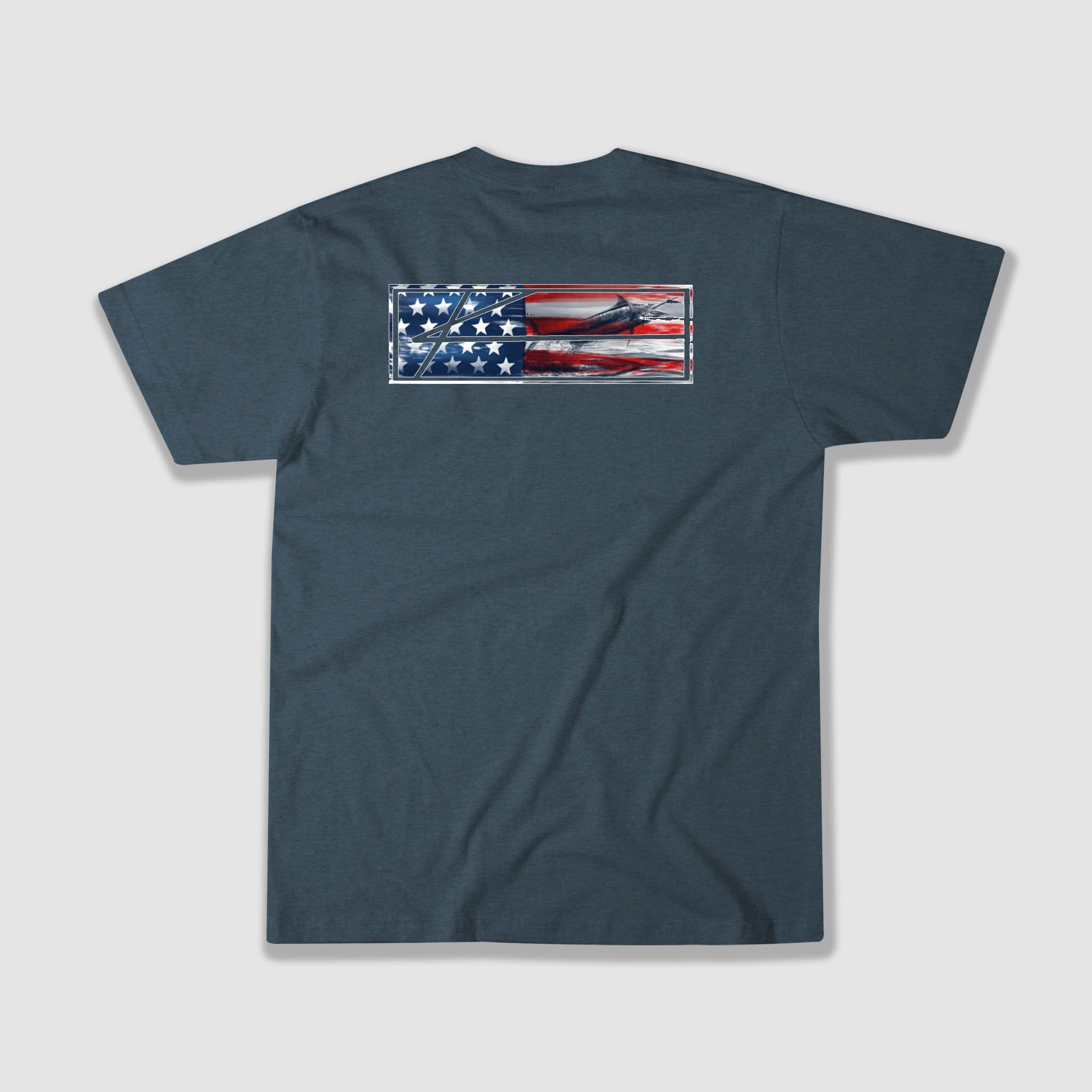 American Flag Fishing Tee Shirt Soft Heather Fabric
