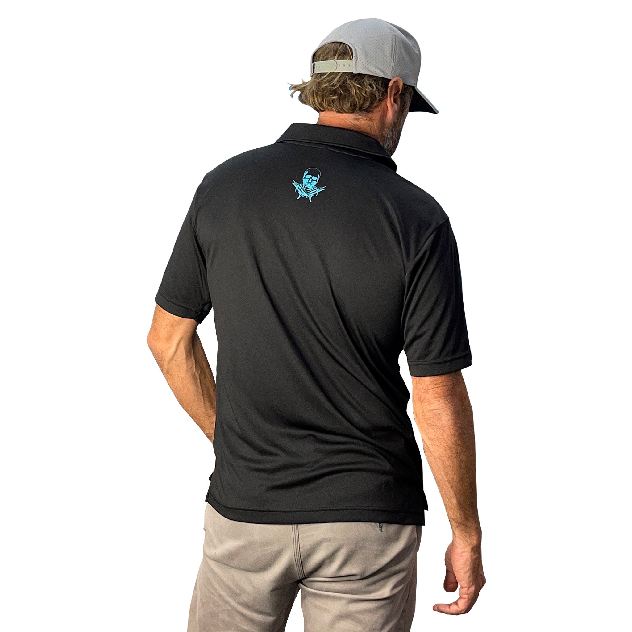 Black Skull Polo Shirt - Moisture Wicking 50+ UPF Protection