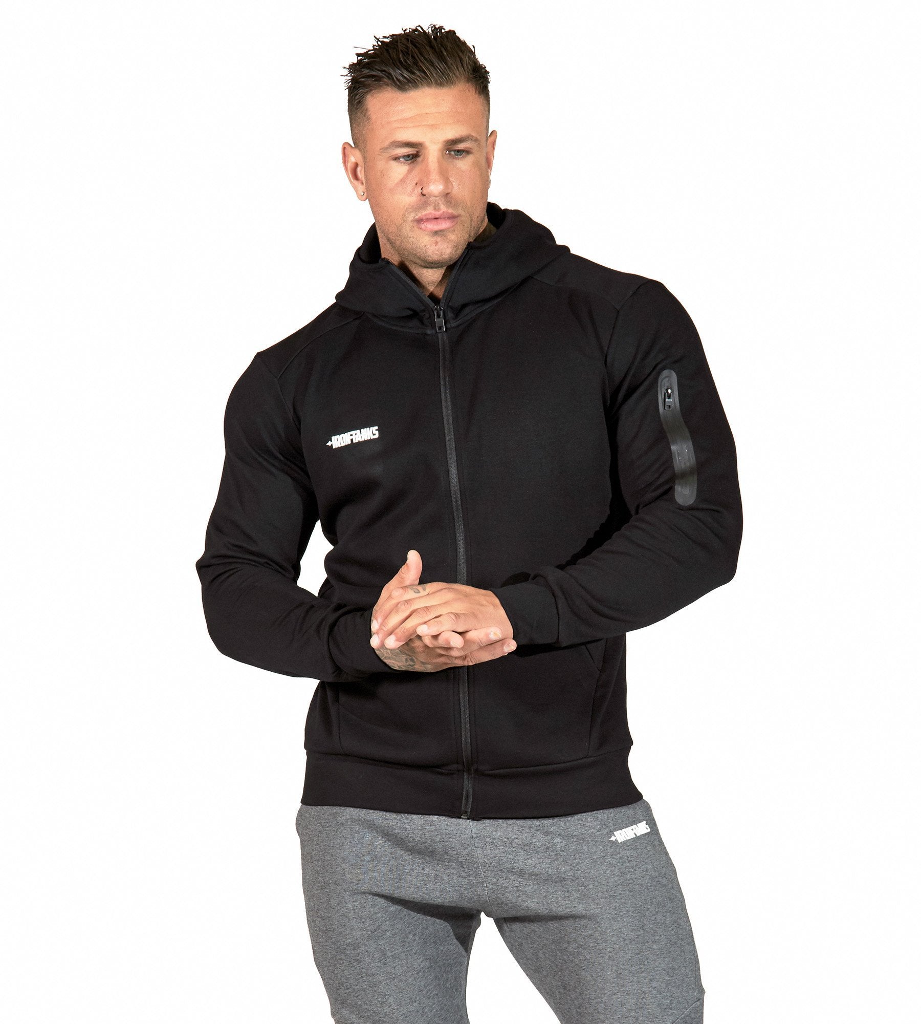 Black Fusion Zipper Hoodie II - High Performance Cotton Blend