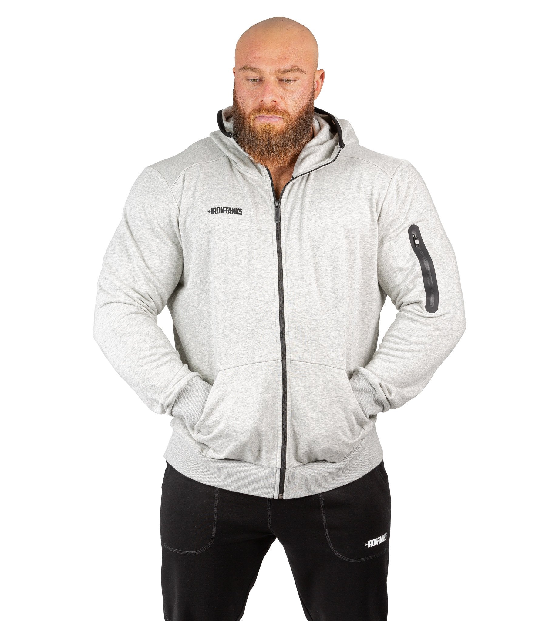 Performance Fusion Grey Zip Hoodie - Durable Cotton Blend