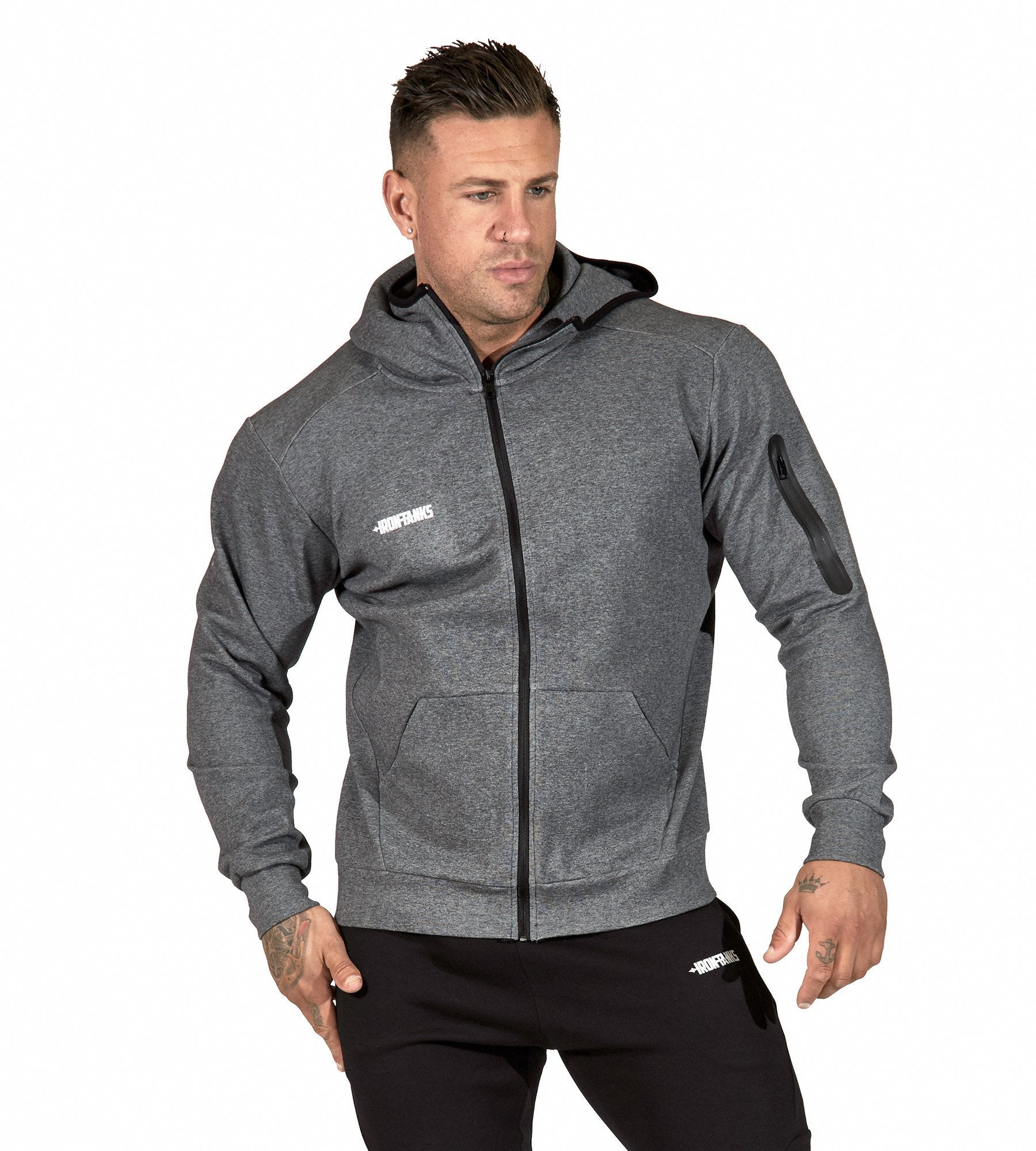 Carbon Grey Fusion Zipper Hoodie - Premium Mens Hooded Jumper