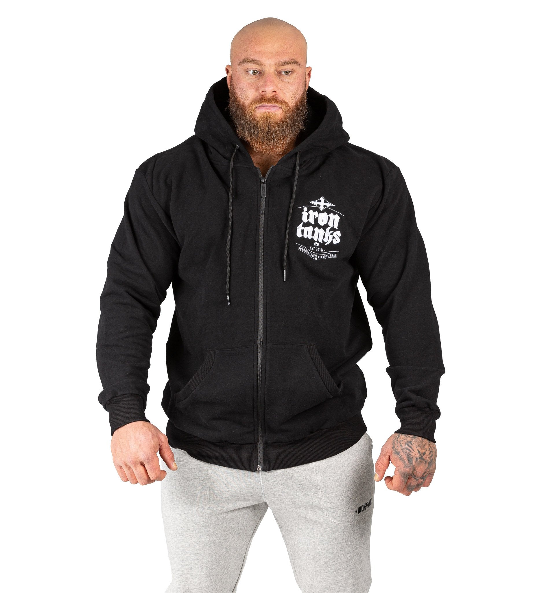 Mens Rugged Black Hoodie - Hulk Zipper Design