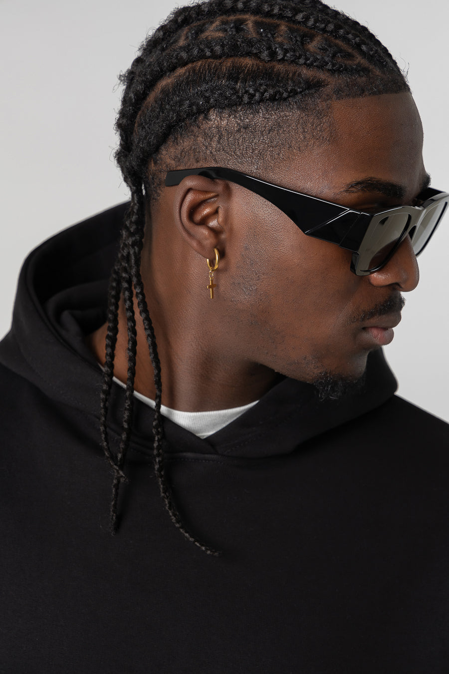 Black 330GSM Cotton Hoodie with Double Stitching and Fleece Lined Hood