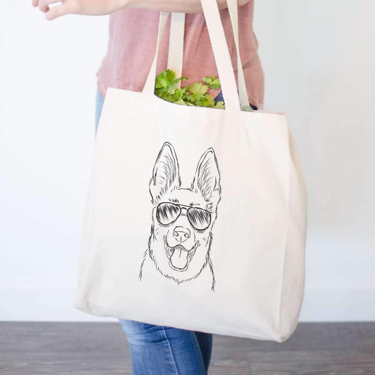 German Shepherd Print Cotton Canvas Tote Bag