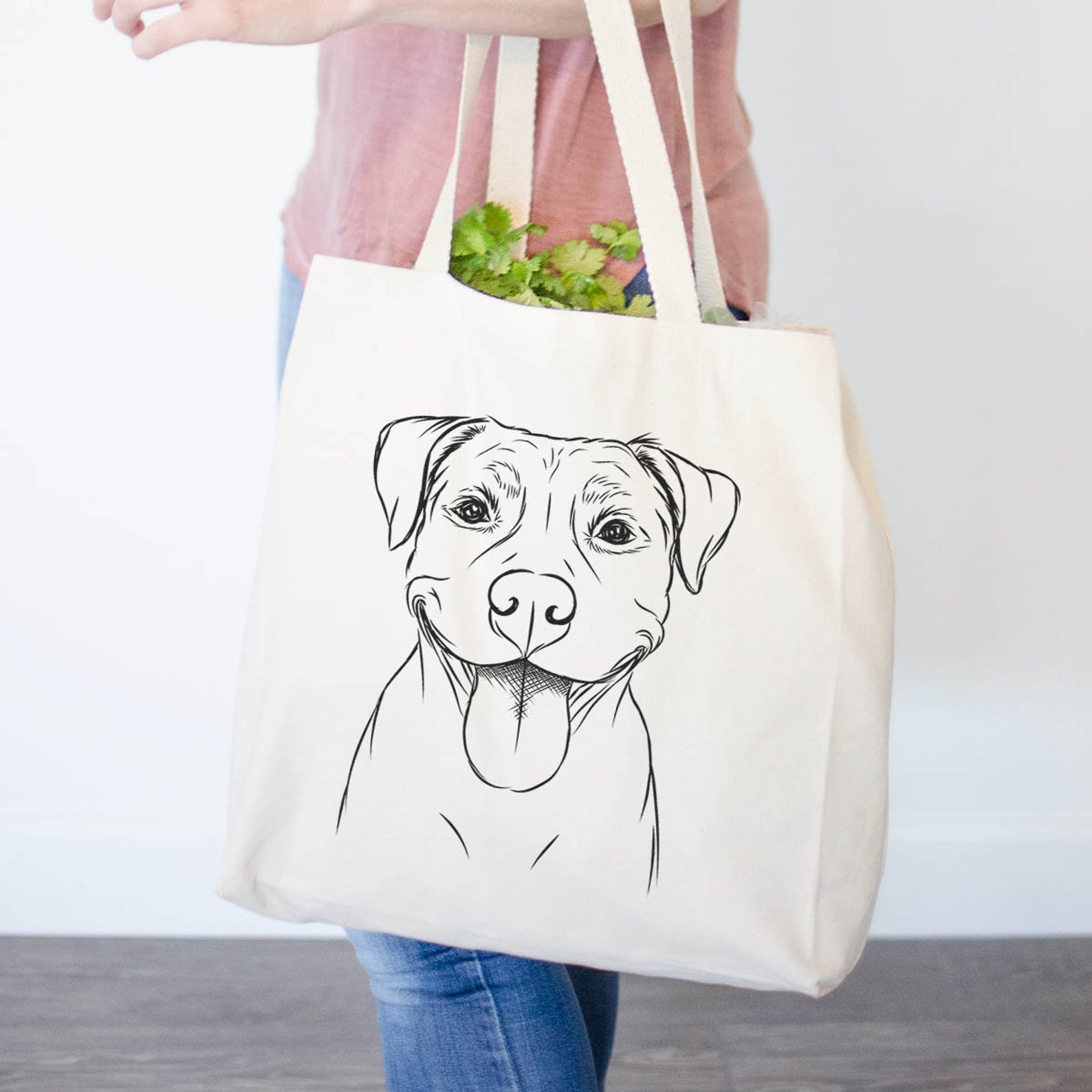 Pitbull Print Cotton Canvas Tote Bag