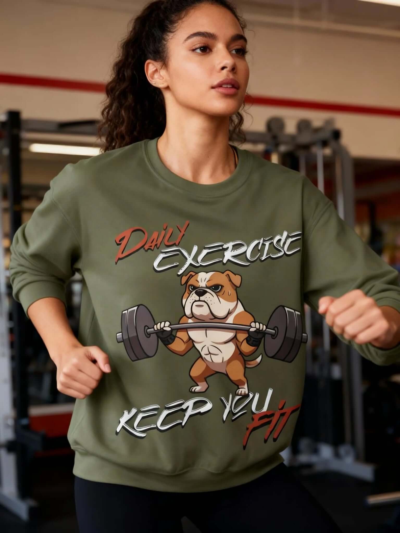 Cute Dog Weightlifting Unisex Sweatshirt for Daily Workouts