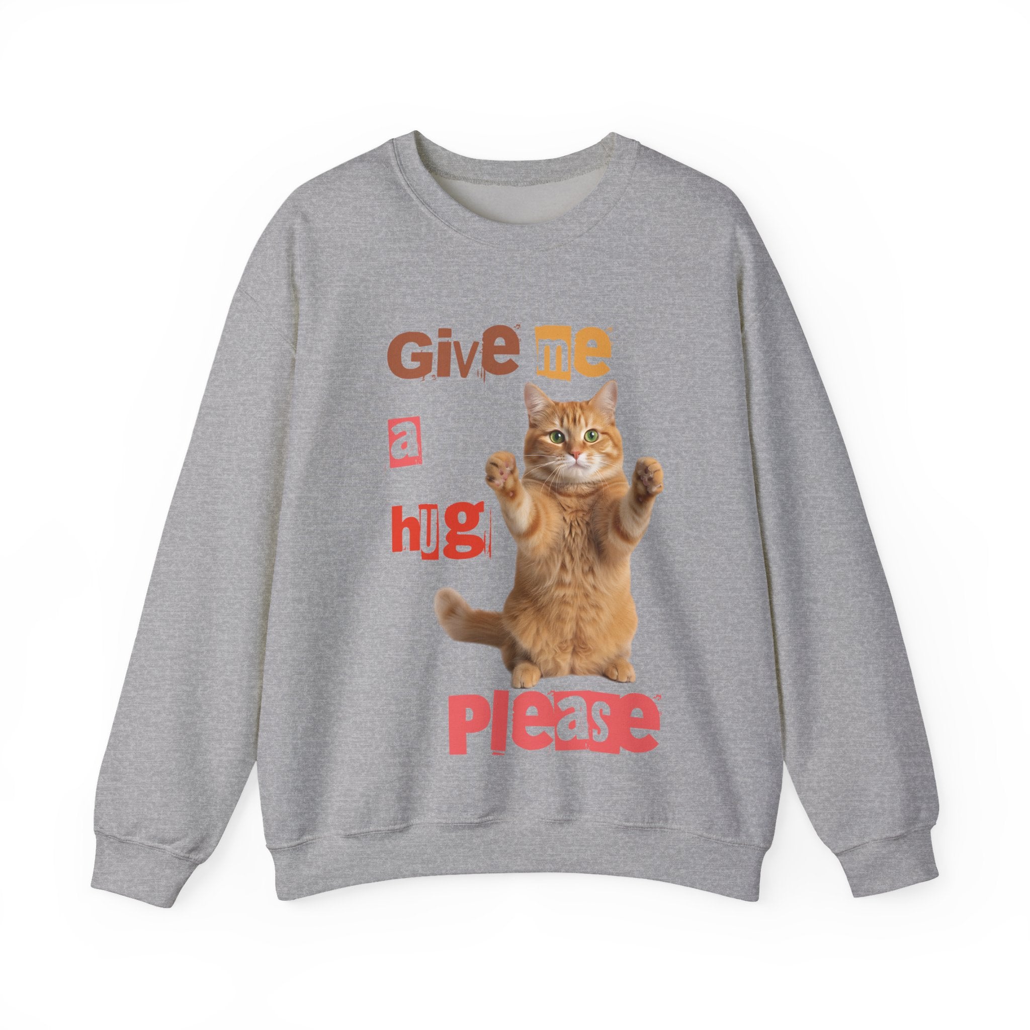 Cat Hug Crewneck Sweatshirt - Warm & Playful Design