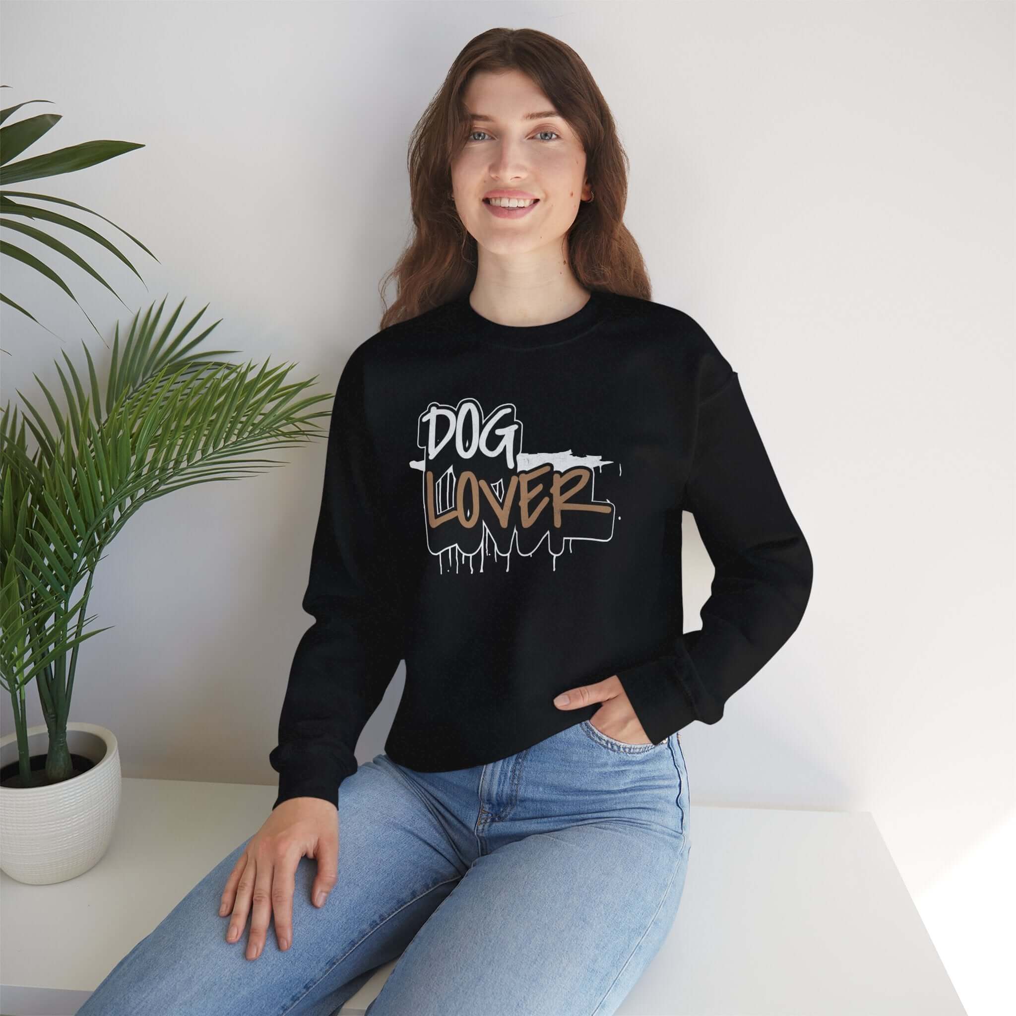 Stylish Dog Lover Black Unisex Sweatshirt