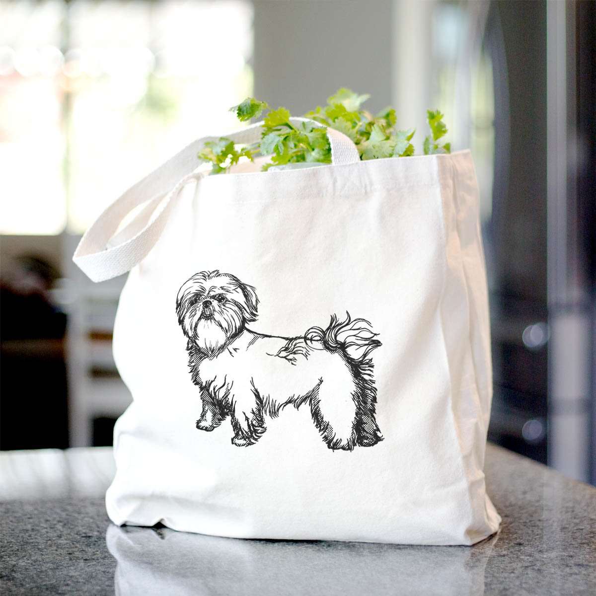 Beige Shih Tzu Cut Canvas Tote Bag