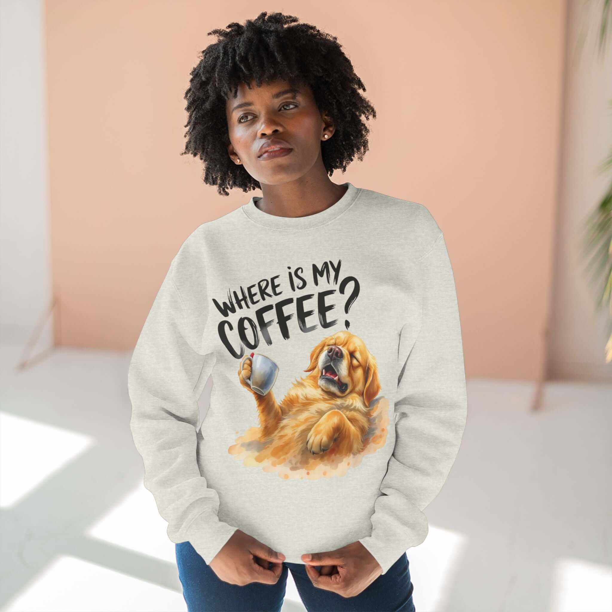 Coffee Dog Watercolor Unisex Crewneck Sweatshirt