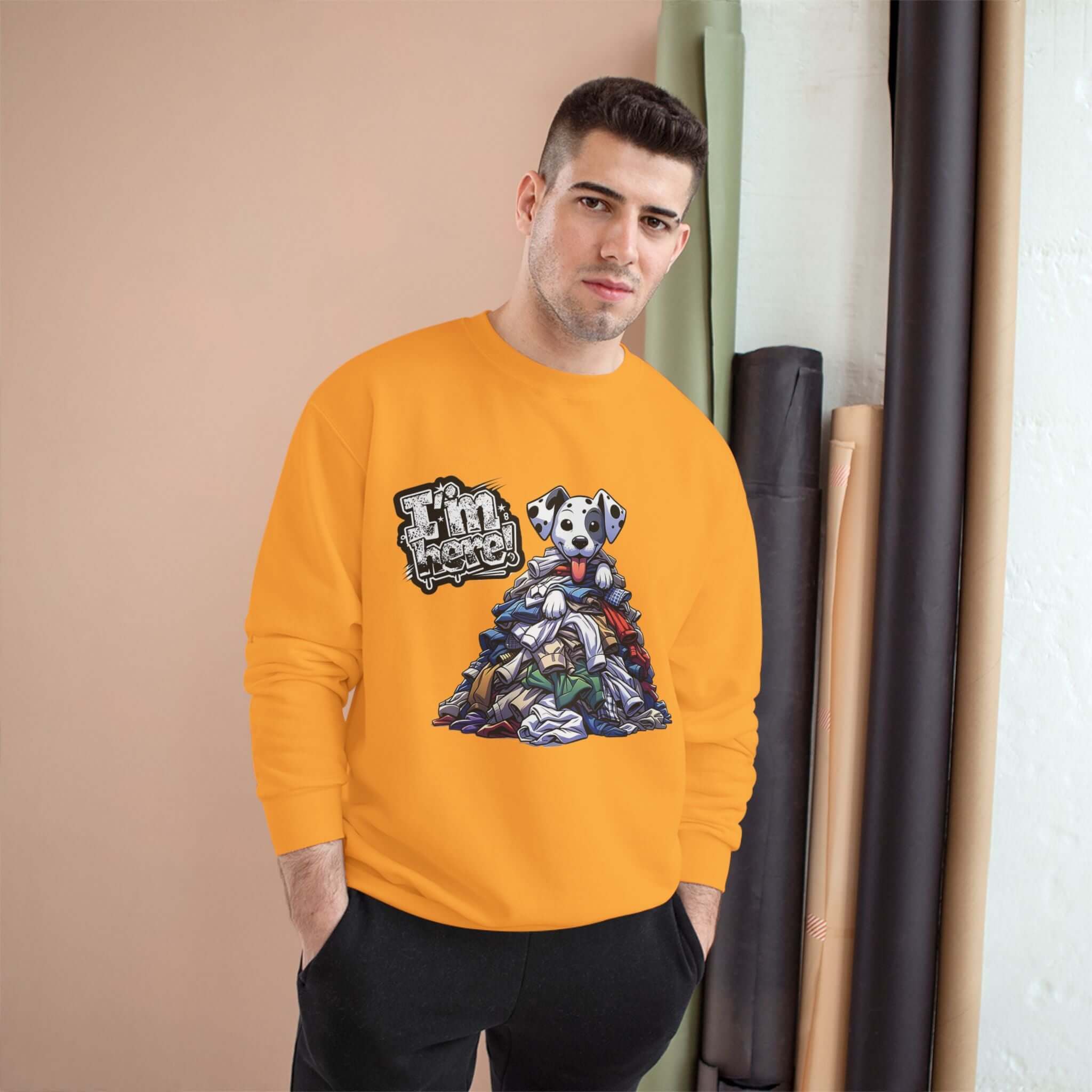 Cozy Dog Graphic Crewneck Sweatshirt - Playful Street-Style Design