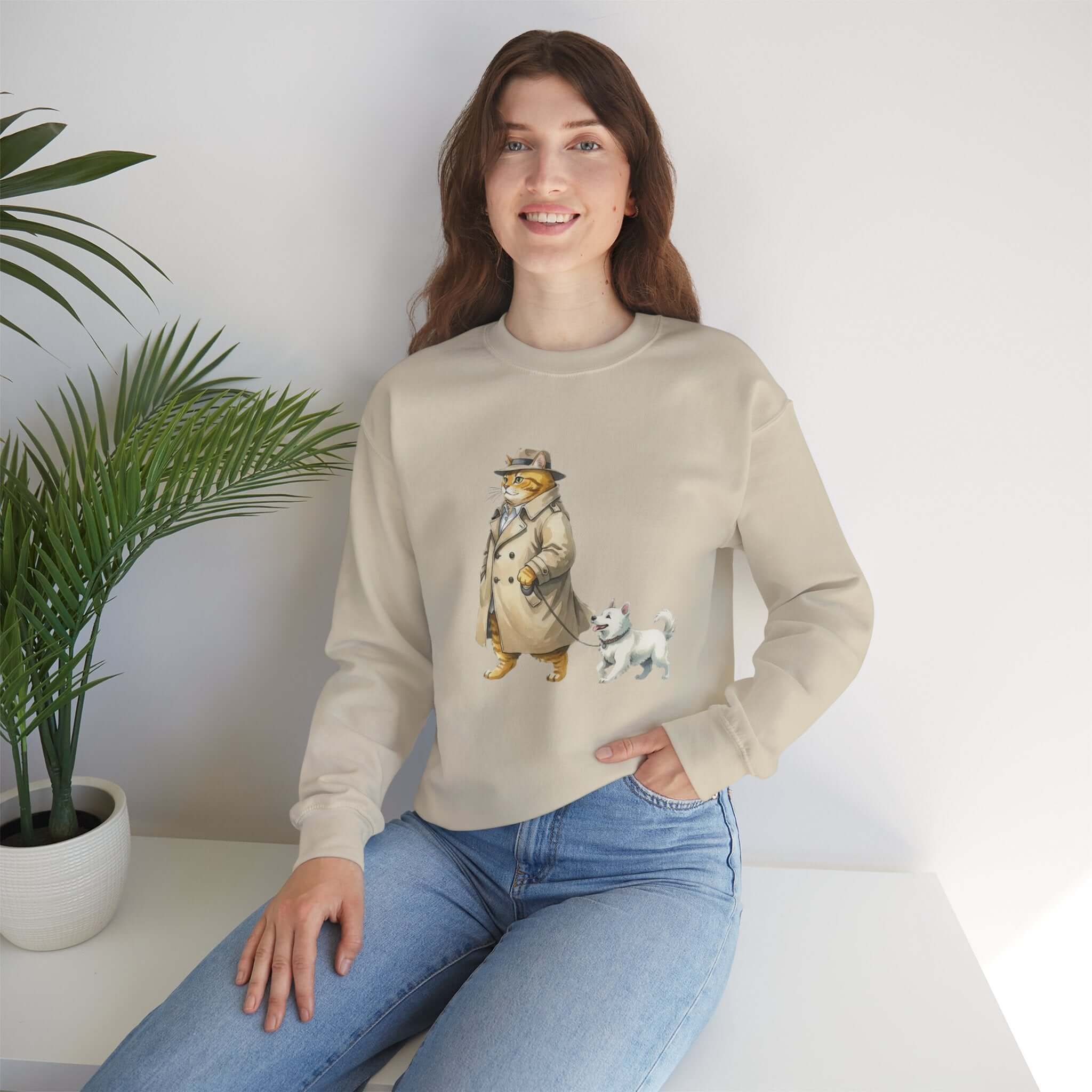 Watercolor Cat & Dog Crewneck Sweatshirt | Lived-In Style