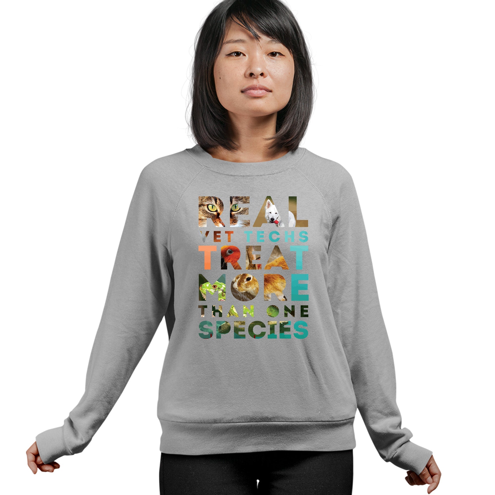 Real vet techs treat more than one species Crewneck Sweatshirt